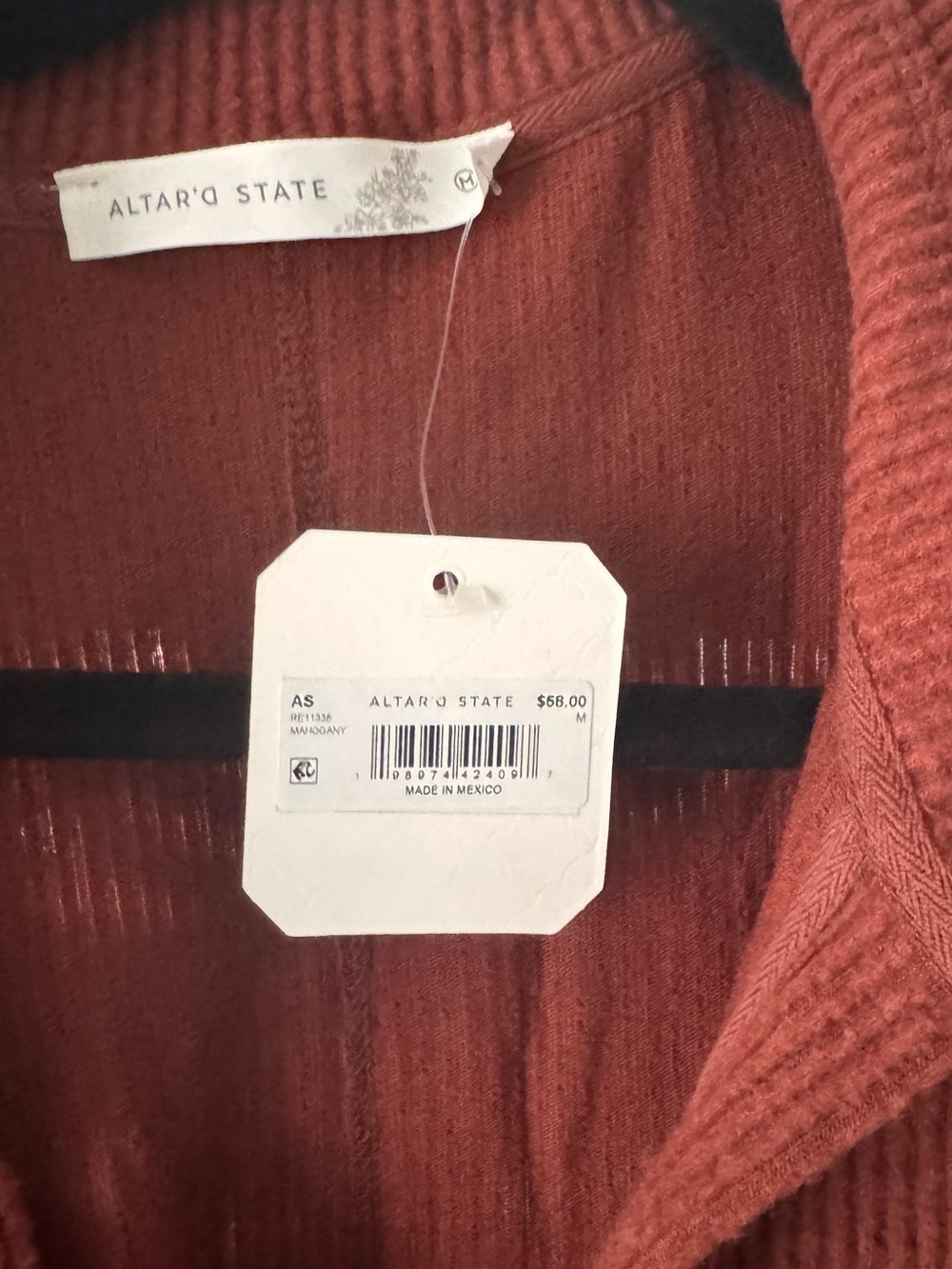 Altar'd State Rust Ribbed Long-Sleeve Pullover - Picture 2 of 2